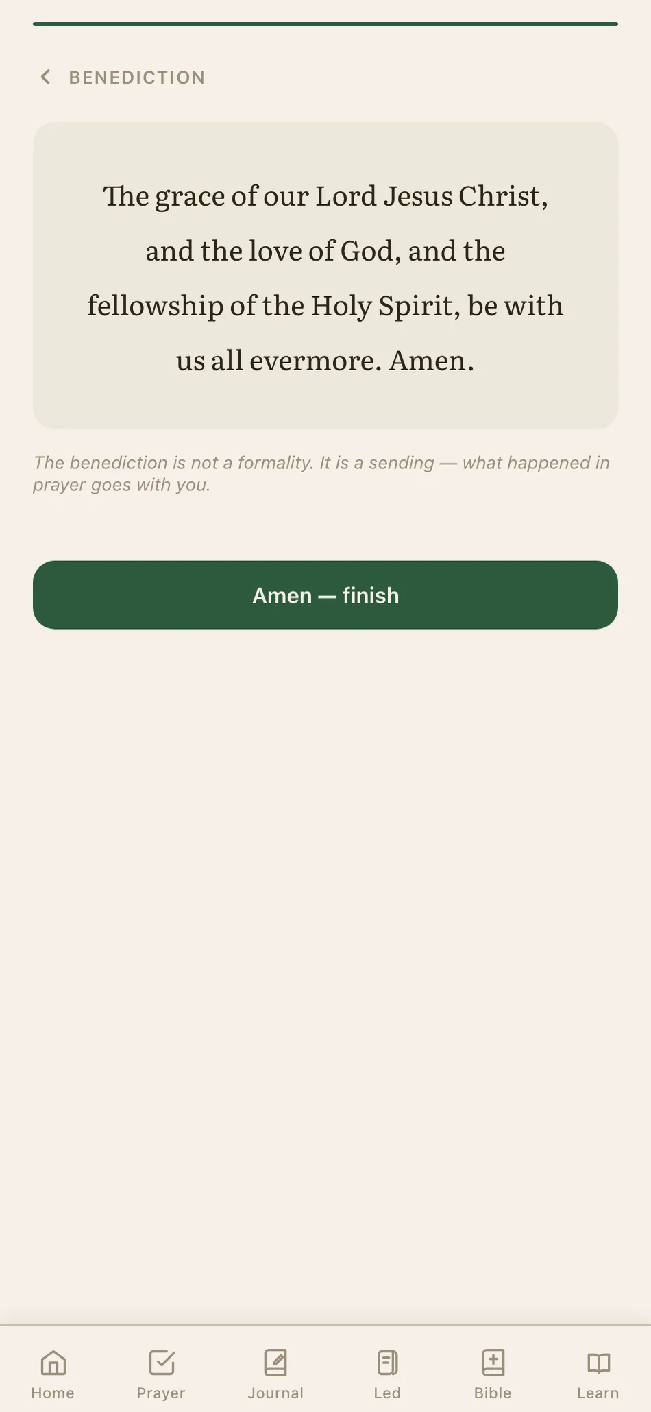 Anchor benediction screen closing out a prayer session