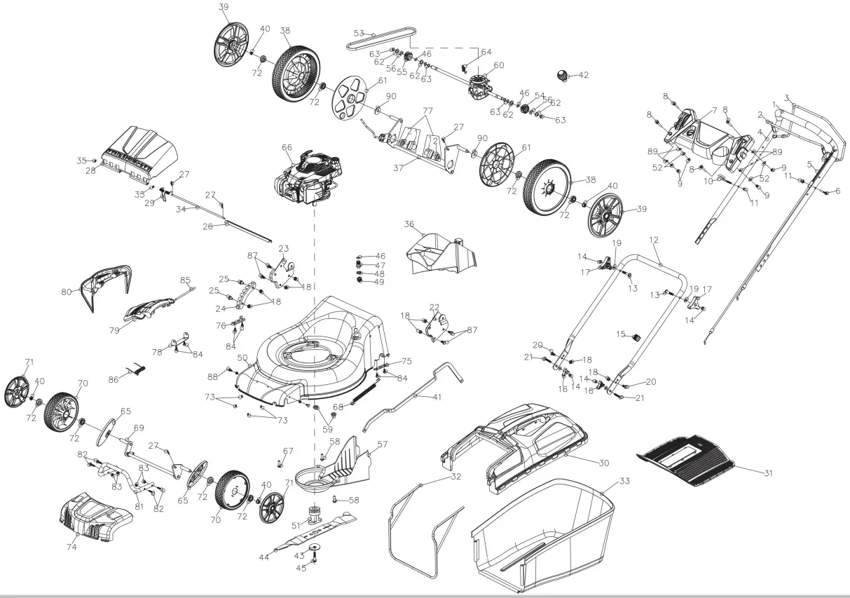 Ryobi RY40100 40-volt lawn mower exploded parts diagram