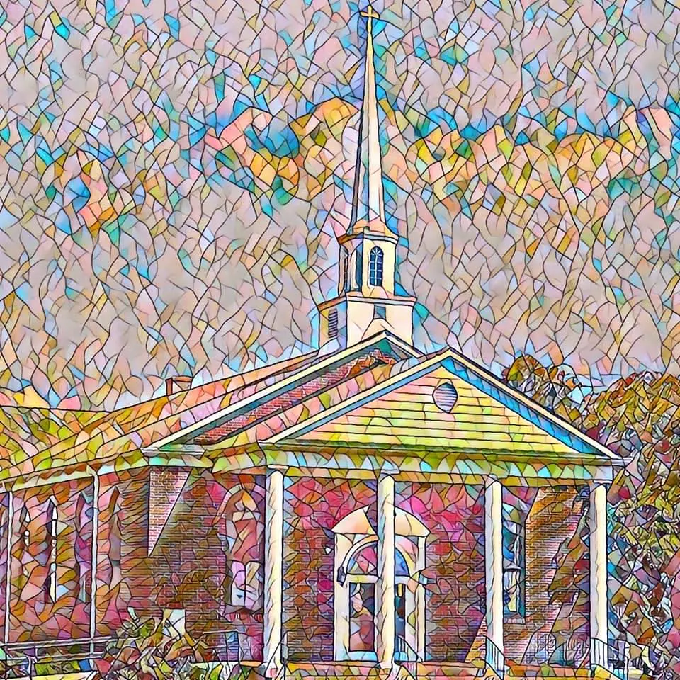 Painted illustration of Townville Baptist Church